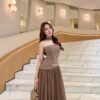 🛍️✨ NEW ARRIVAL BY JARIYA ✨🛍️🤎 Brown THE GOLDEN BUCKLE CORSET DRESS ✨🔑#52563#